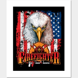 Firefighter Eagle Flag Posters and Art